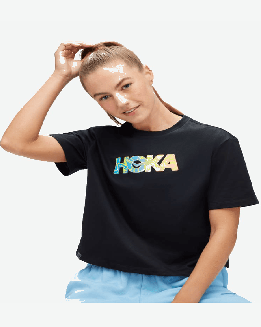 Hoka Haut À Manches Courtes Logo Topo W - 1153374-BLK (3) au meilleur prix !